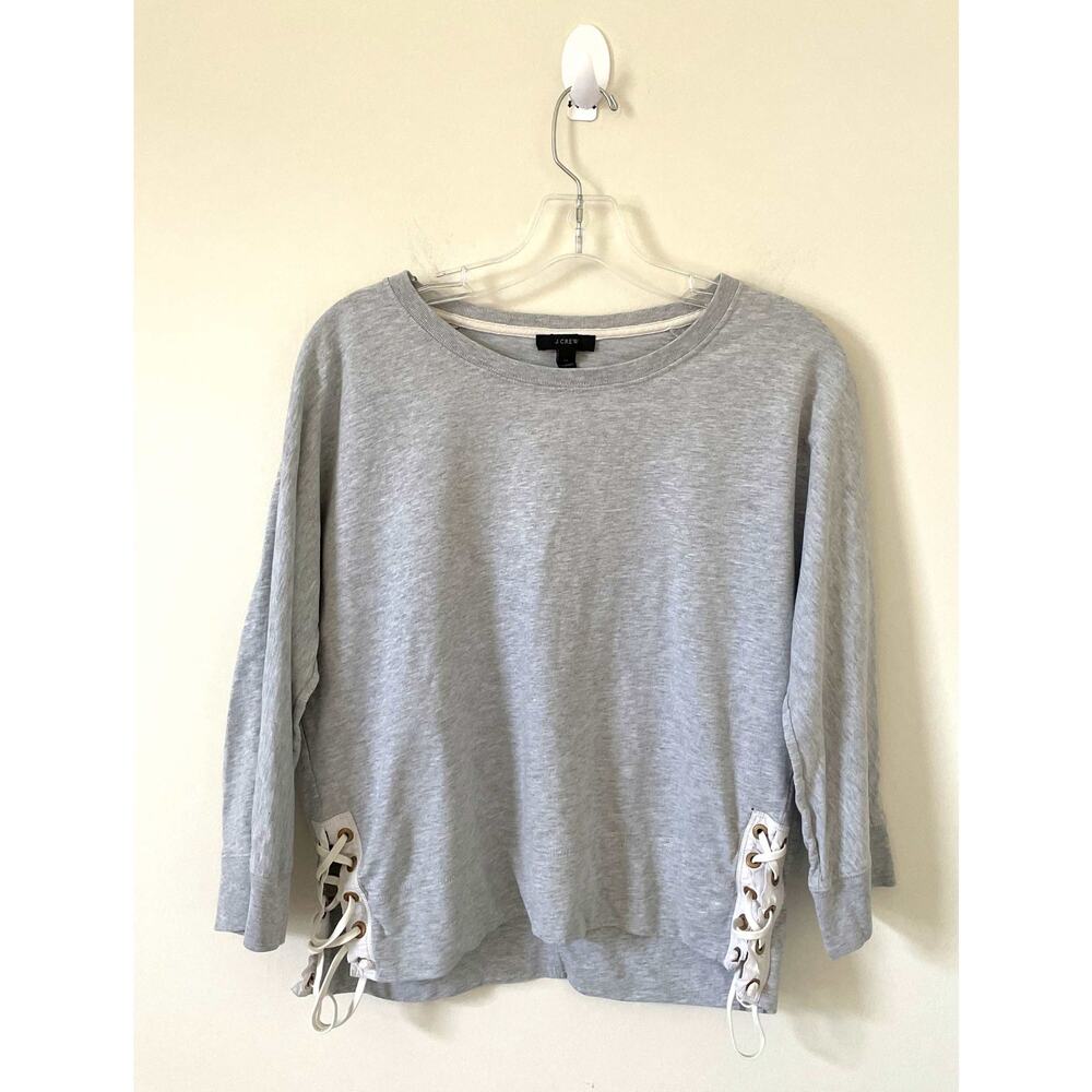 J. Crew Elastic Rope Pullover Long Sleeve Shirt Gray Size Medium